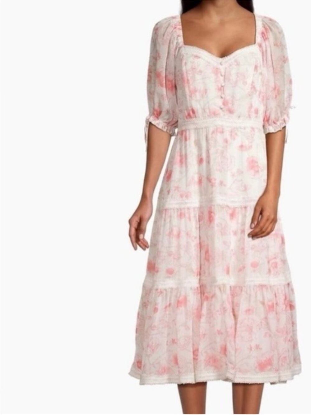 Rachel Parcell Pink and Cream Floral Midi Dress - Picture 2 of 12